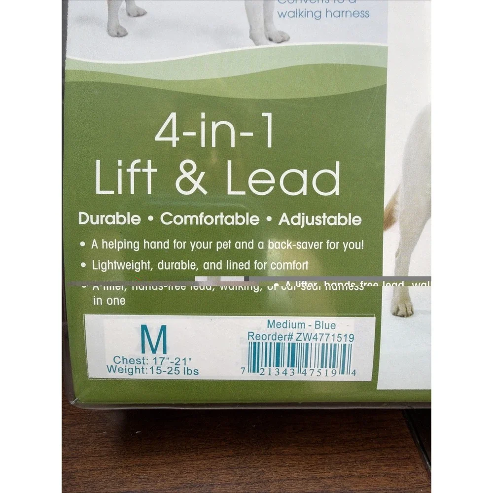 Guardian Gear Dog Harness Lift Lead 4-in-1 Medium Blue Elderly Assist Nylon